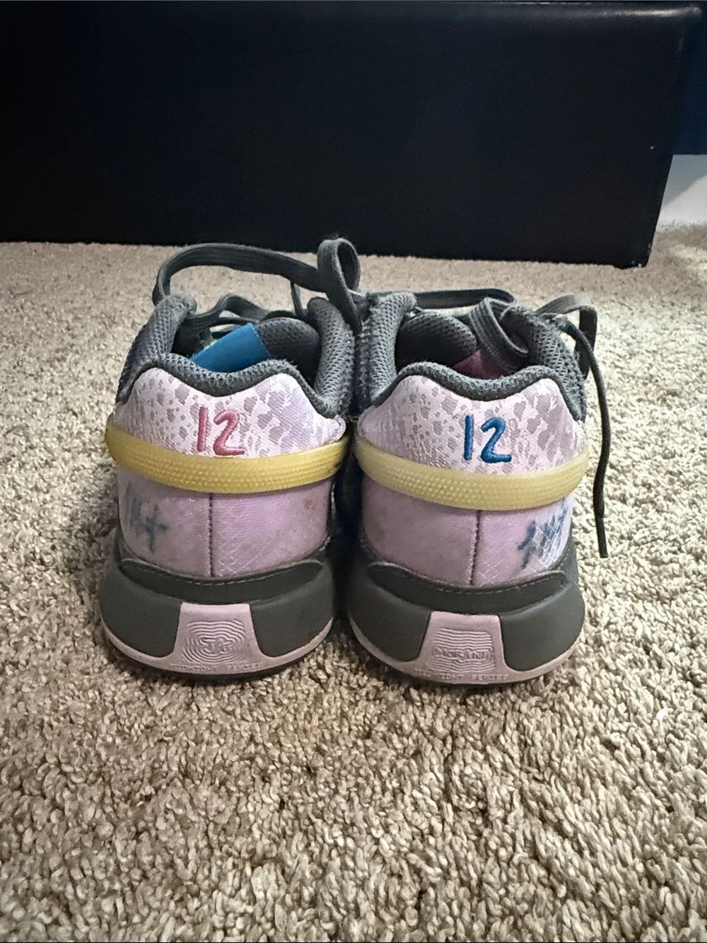 Nike Kids Grey Sneakers with Pink & Blue Accents